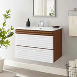 Render 30 In. Floating Bathroom Vanity with Ceramic Sink Top & Soft-Closing Drawers