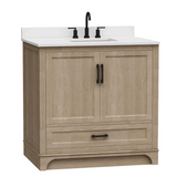 Retford Freestanding Solid Wood Bathroom Vanity With Carrara White Engineered Stone Sink Top & 4 In. Backsplash in Light wooden finish