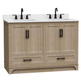 Retford Freestanding Solid Wood Bathroom Vanity With Carrara White Engineered Stone Sink Top & 4 In. Backsplash in Light wooden finish