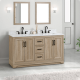 Retford Freestanding Solid Wood Bathroom Vanity With Carrara White Engineered Stone Sink Top & 4 In. Backsplash in Light wooden finish