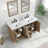 Retford Freestanding Solid Wood Bathroom Vanity With Carrara White Engineered Stone Sink Top & 4 In. Backsplash in Light wooden finish