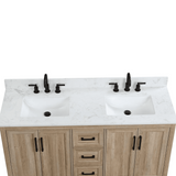 Retford Freestanding Solid Wood Bathroom Vanity With Carrara White Engineered Stone Sink Top & 4 In. Backsplash in Light wooden finish