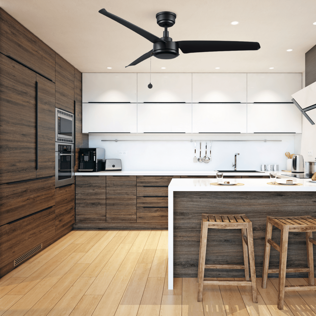 REXTON 52 inch 3 - Blade No Light Ceiling Fan with Pull Chain - LEDMyPlace