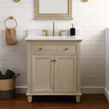 Ronnie Freestanding Solid Wood Bathroom Vanity With Carrara White Quartz Sink Top & 4 In. Backsplash in Nature Wood Finish