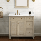 Ronnie 36-in Vanity Combo Nature Wooden with Carrara Engineered Stone Top