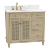 Ronnie 36-in Vanity Combo Nature Wooden with Carrara Engineered Stone Top