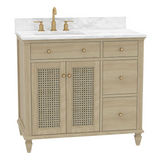 Ronnie Freestanding Solid Wood Bathroom Vanity With Carrara White Quartz Sink Top & 4 In. Backsplash in Nature Wood Finish
