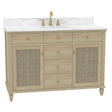 Ronnie Freestanding Solid Wood Bathroom Vanity With Carrara White Quartz Sink Top & 4 In. Backsplash in Nature Wood Finish
