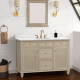 Ronnie Freestanding Solid Wood Bathroom Vanity With Carrara White Quartz Sink Top & 4 In. Backsplash in Nature Wood Finish