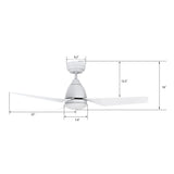 ROQUE 44 inch 3 - Blade Smart Ceiling Fan with LED Light & Remote - LEDMyPlace