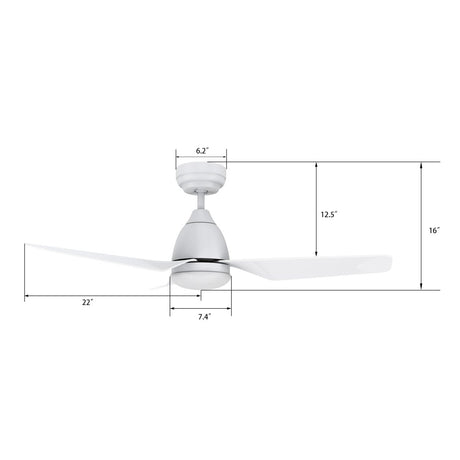ROQUE 44 inch 3 - Blade Smart Ceiling Fan with LED Light & Remote - LEDMyPlace