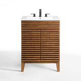 Rosie Freestanding 24 In. Bathroom Vanity With Integrated Ceramic Sink Top, 2 Doors & Adjustable Storage Shelves