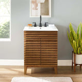 Rosie Freestanding 24 In. Bathroom Vanity With Integrated Ceramic Sink Top, 2 Doors & Adjustable Storage Shelves