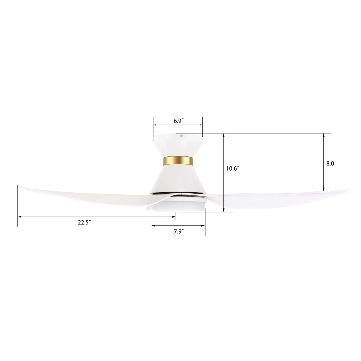 RYATT 45 inch 3 - Blade Flush Mount Smart Ceiling Fan with LED Light & Remote - LEDMyPlace