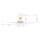 RYATT 45 inch 3 - Blade Flush Mount Smart Ceiling Fan with LED Light & Remote - LEDMyPlace