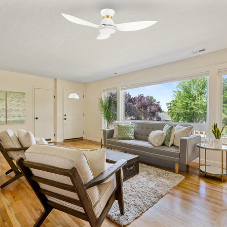 RYATT 45 inch 3 - Blade Flush Mount Smart Ceiling Fan with LED Light & Remote - LEDMyPlace