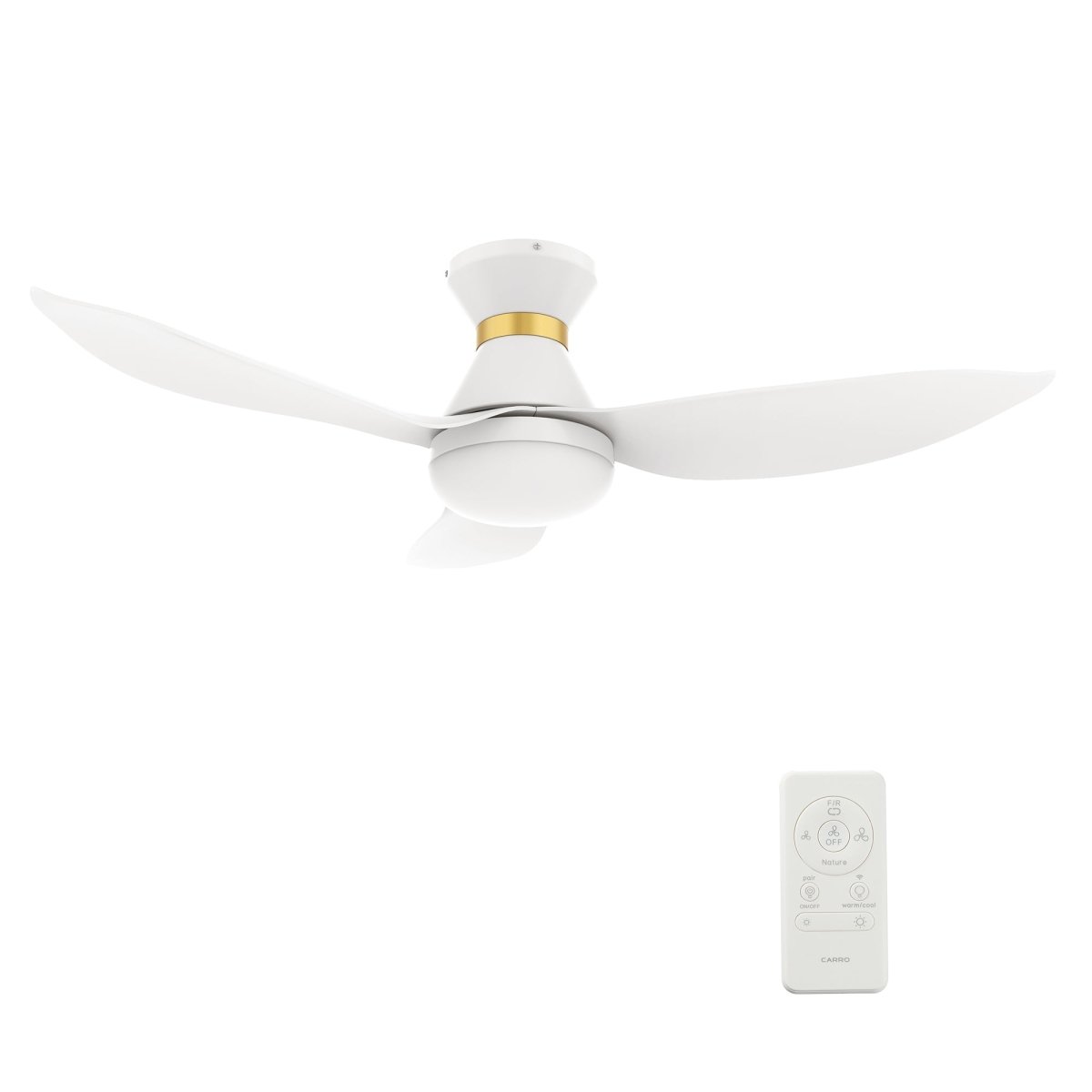 RYATT 45 inch 3 - Blade Flush Mount Smart Ceiling Fan with Remote & LED Light - LEDMyPlace