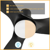 RYNA 36 inch 3 - Blade Flush Mount Smart Ceiling Fan with LED Light & Remote - LEDMyPlace