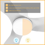 RYNA 45 inch 3 - Blade Flush Mount Smart Ceiling Fan with LED Light & Remote - LEDMyPlace