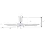 RYNA 45 inch 3 - Blade Flush Mount Smart Ceiling Fan with LED Light & Remote - LEDMyPlace
