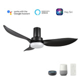 RYNA 45 inch 3 - Blade Flush Mount Smart Ceiling Fan with LED Light & Remote - LEDMyPlace