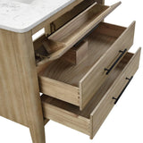 Safford 36 In. Freestanding Solid Wood Bathroom Vanity with Carrara White Engineered Stone Sink Top & 4 In. Backsplash in Light wooden finish