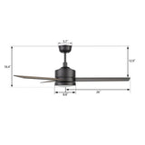 SANTANA 52 inch 3 - Blade Ceiling Fan with LED Light & Remote - LEDMyPlace