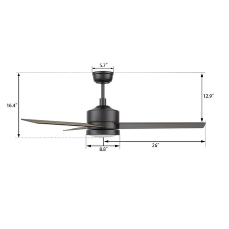 SANTANA 52 inch 3 - Blade Ceiling Fan with LED Light & Remote - LEDMyPlace