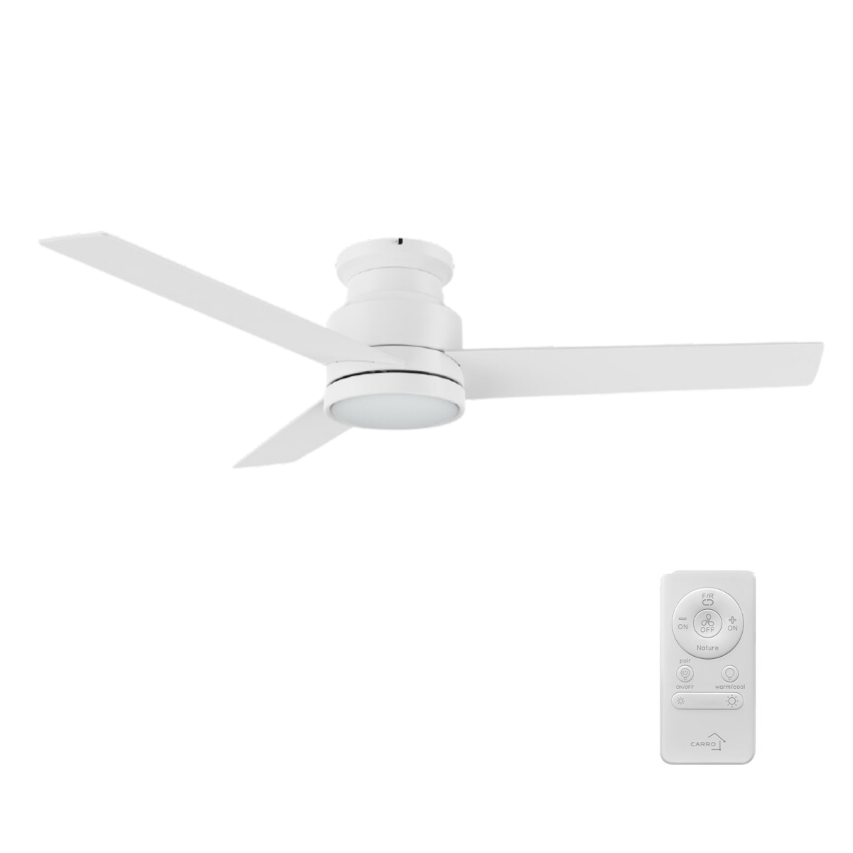 SANTANA 52 inch 3 - Blade Flush Mount Ceiling Fan with LED light & Remote - LEDMyPlace