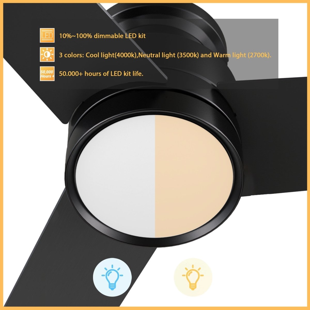 Santana 52 inch 3 blade flush mount ceiling fan with wall control white birchwood reversible blades - LEDMyPlace