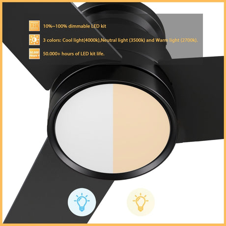 Santana 52 inch 3 blade flush mount ceiling fan with wall control white birchwood reversible blades - LEDMyPlace