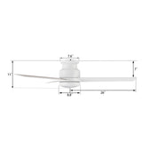 Santana 52 inch 3 blade flush mount ceiling fan with wall control white birchwood reversible blades - LEDMyPlace