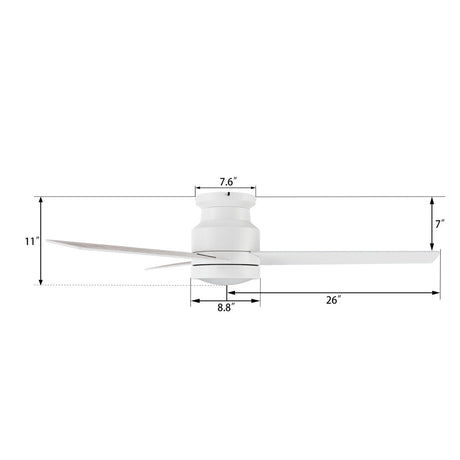 Santana 52 inch 3 blade flush mount ceiling fan with wall control white birchwood reversible blades - LEDMyPlace