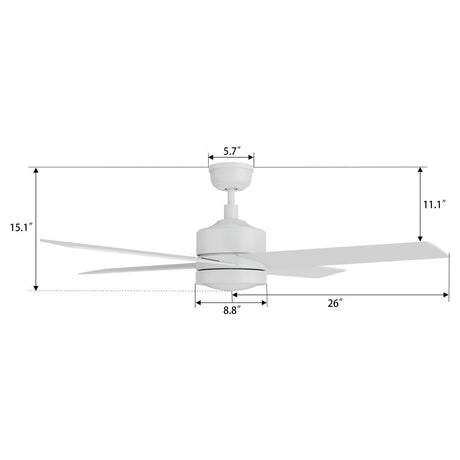SANTANA 52 inch 4 - Blade Ceiling Fan with LED Light & Remote - LEDMyPlace