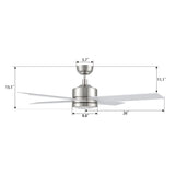 SANTANA 52 inch 4 - Blade Ceiling Fan with LED Light & Remote - LEDMyPlace