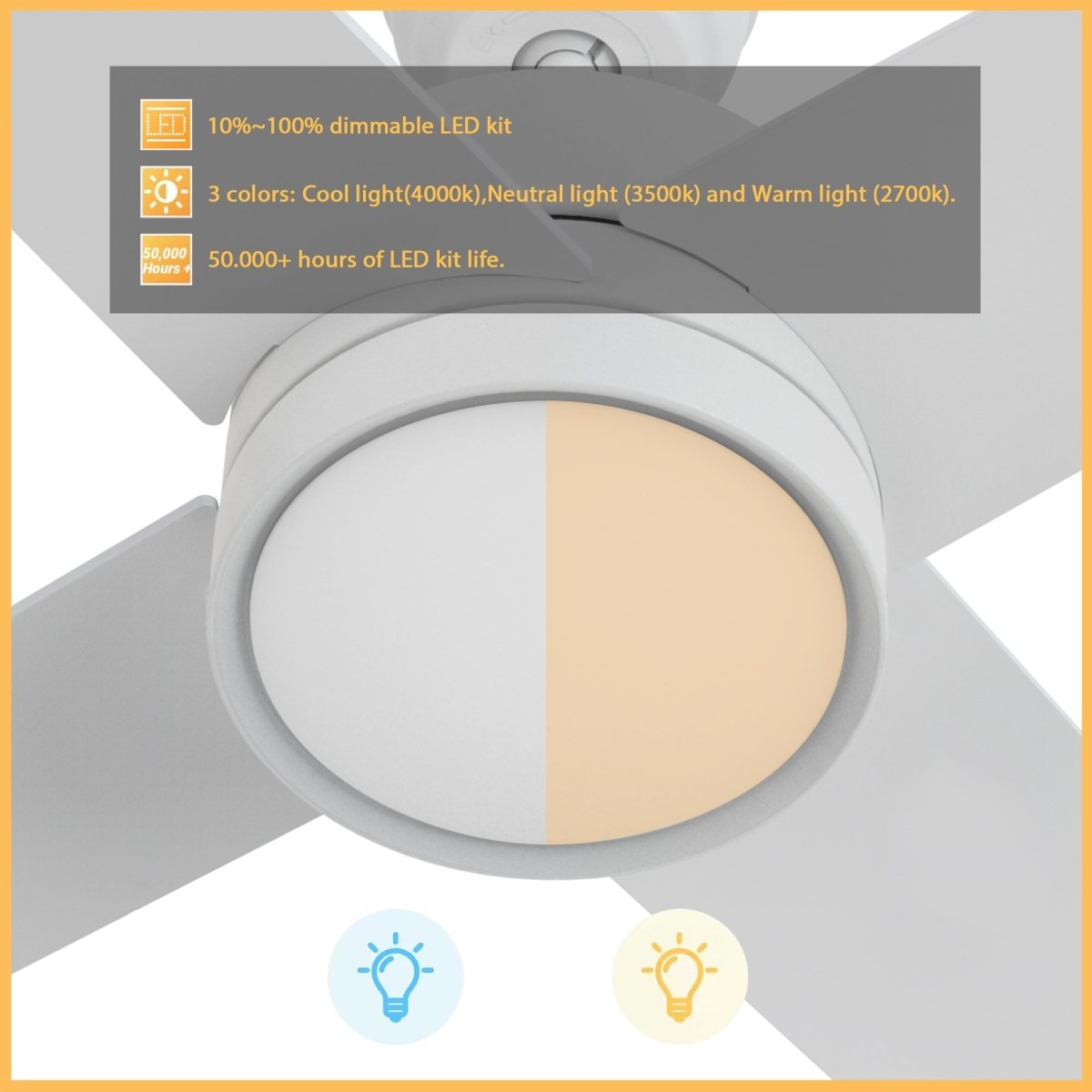 SANTANA 52 inch 4 - Blade Ceiling Fan with LED Light & Remote - LEDMyPlace