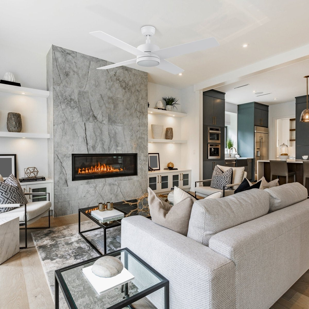 SANTANA 52 inch 4 - Blade Ceiling Fan with LED Light & Wall Control - LEDMyPlace