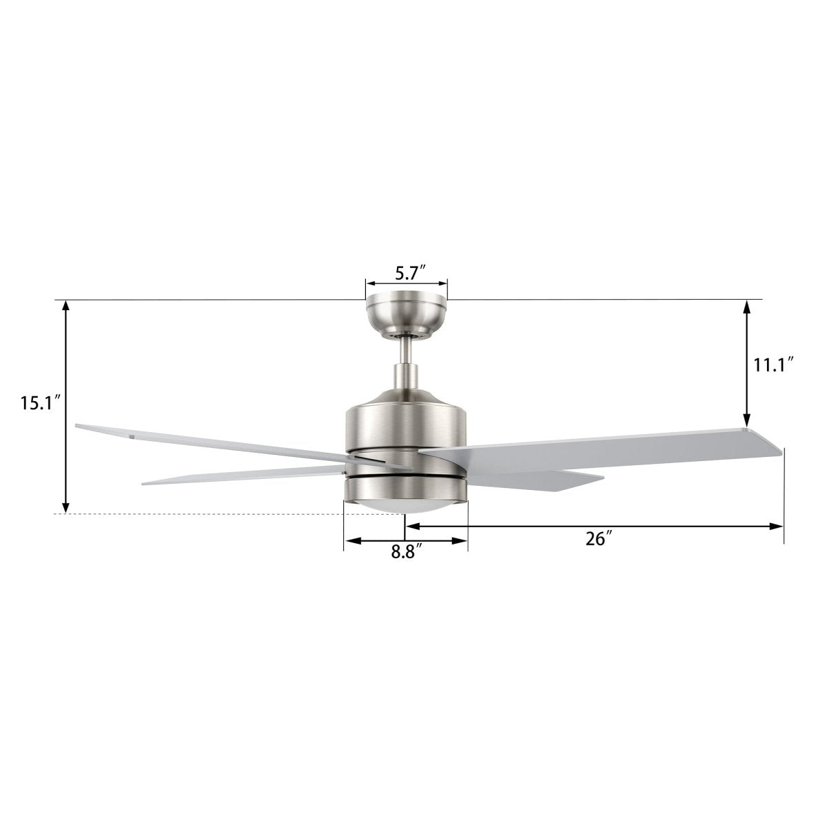 SANTANA 52 inch 4 - Blade Ceiling Fan with LED Light & Wall Control - LEDMyPlace