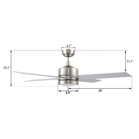 SANTANA 52 inch 4 - Blade Ceiling Fan with LED Light & Wall Control - LEDMyPlace