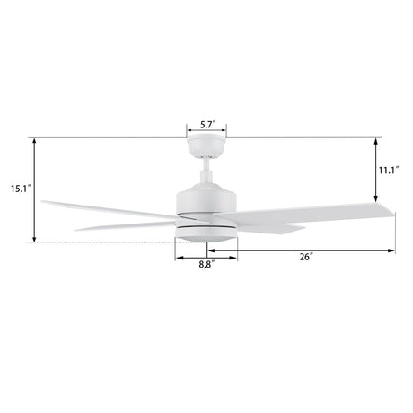 SANTANA 52 inch 4 - Blade Ceiling Fan with LED Light & Wall Control - LEDMyPlace