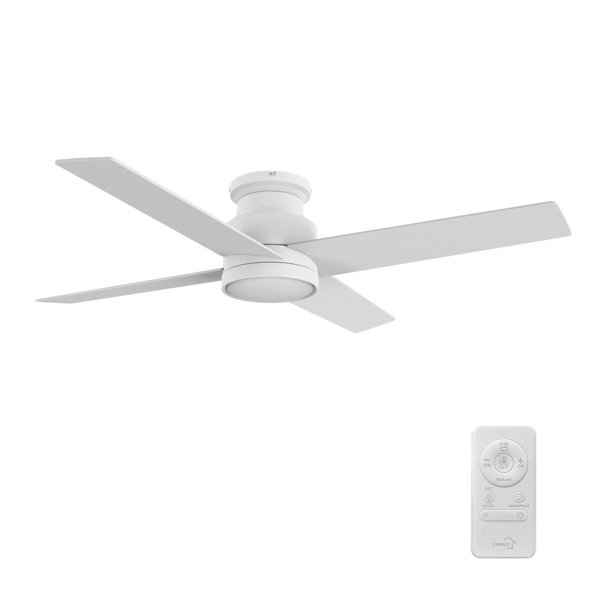 SANTANA 52 inch 4 - Blade Flush Mount Ceiling Fan with LED Light & Remote - LEDMyPlace