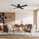 SANTANA 52 inch 4 - Blade Flush Mount Ceiling Fan with LED Light & Remote - LEDMyPlace