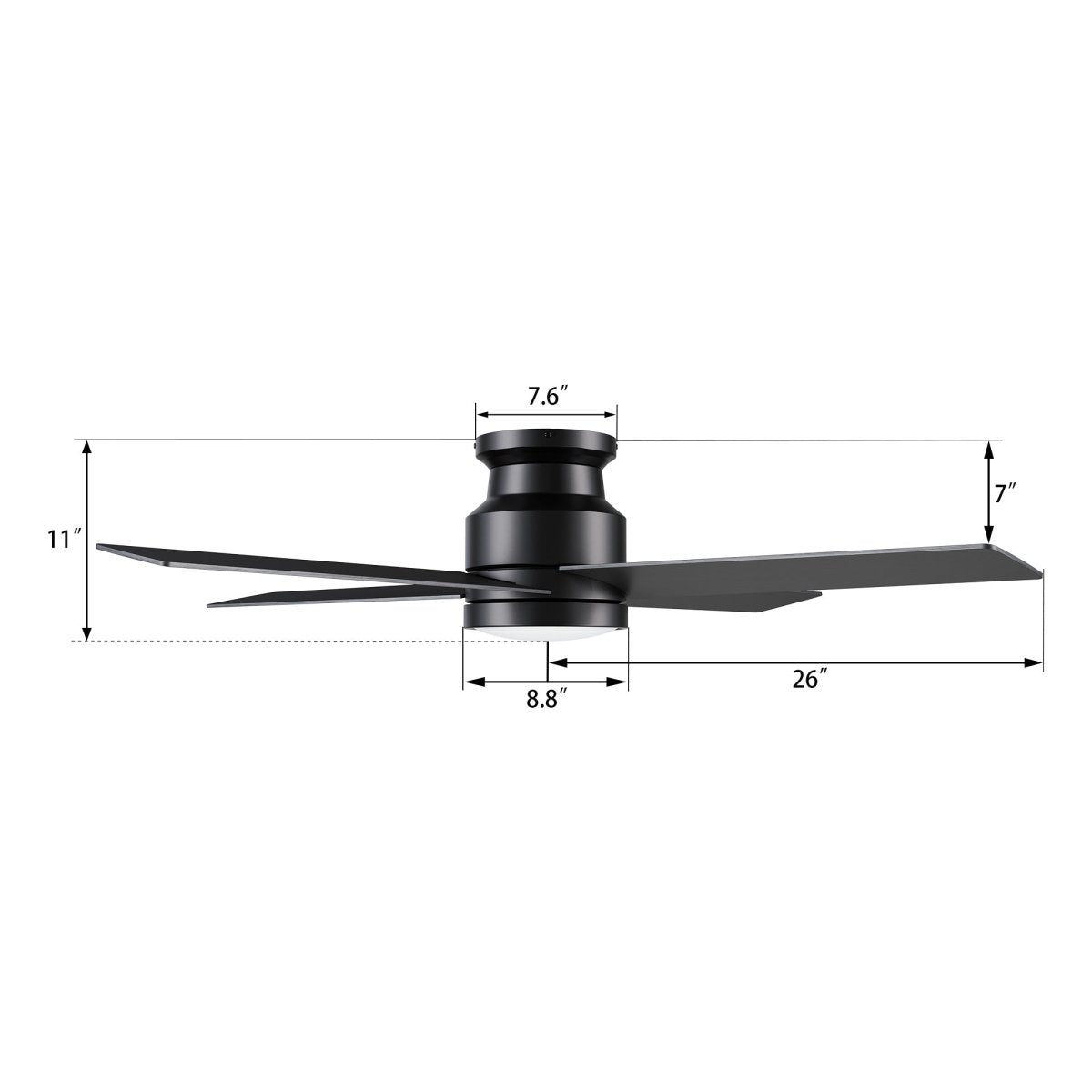 SANTANA 52 inch 4 - Blade Flush Mount Ceiling Fan with LED Light & Remote - LEDMyPlace