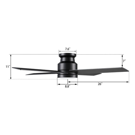 SANTANA 52 inch 4 - Blade Flush Mount Ceiling Fan with LED Light & Remote - LEDMyPlace