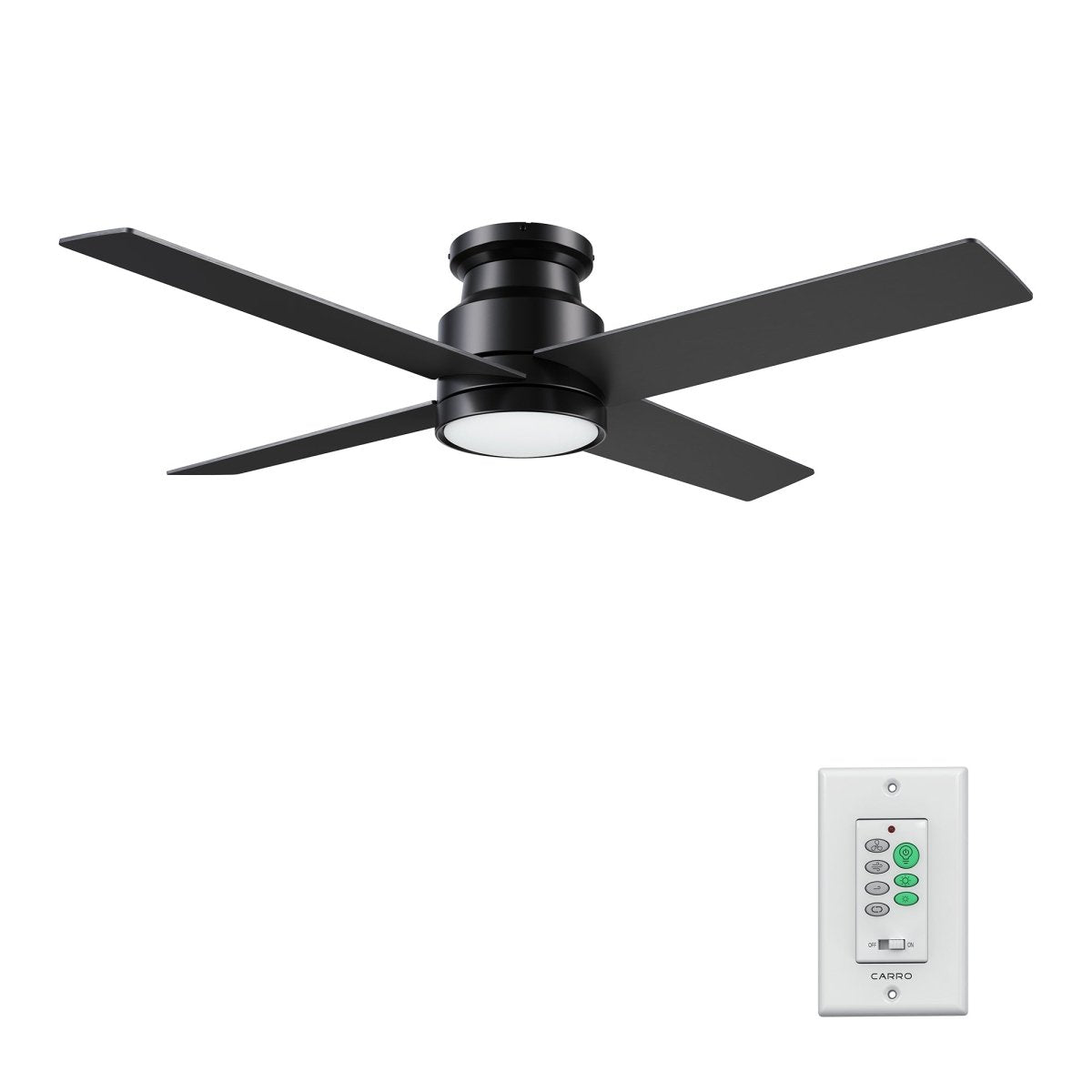 SANTANA 52 inch 4 - Blade Flush Mount Ceiling Fan with LED Light & Wall Control - LEDMyPlace