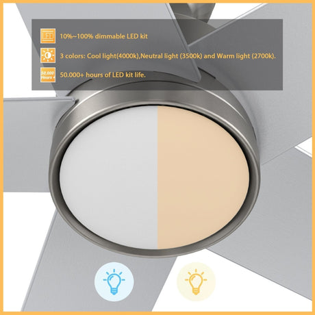 SANTANA 52 inch 5 - Blade Ceiling Fan with LED Light & Remote - LEDMyPlace