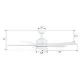 SANTANA 52 inch 5 - Blade Ceiling Fan with LED Light & Remote - LEDMyPlace
