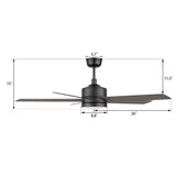 SANTANA 52 inch 5 - Blade Ceiling Fan with LED Light & Remote - LEDMyPlace