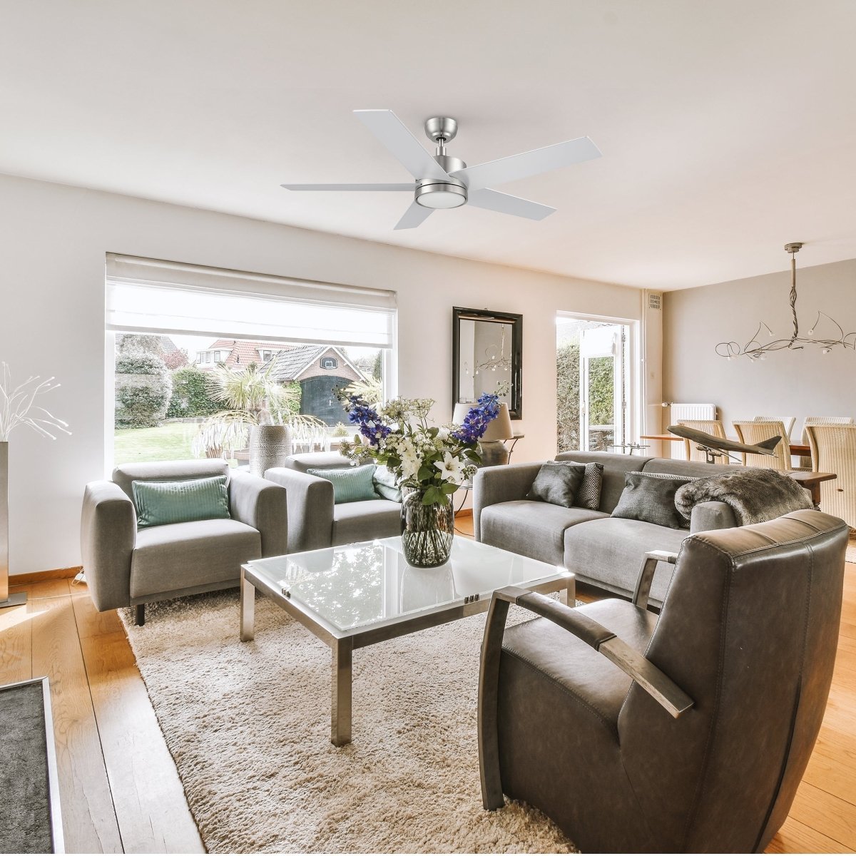 SANTANA 52 inch 5 - Blade Ceiling Fan with LED Light & Wall Control - LEDMyPlace