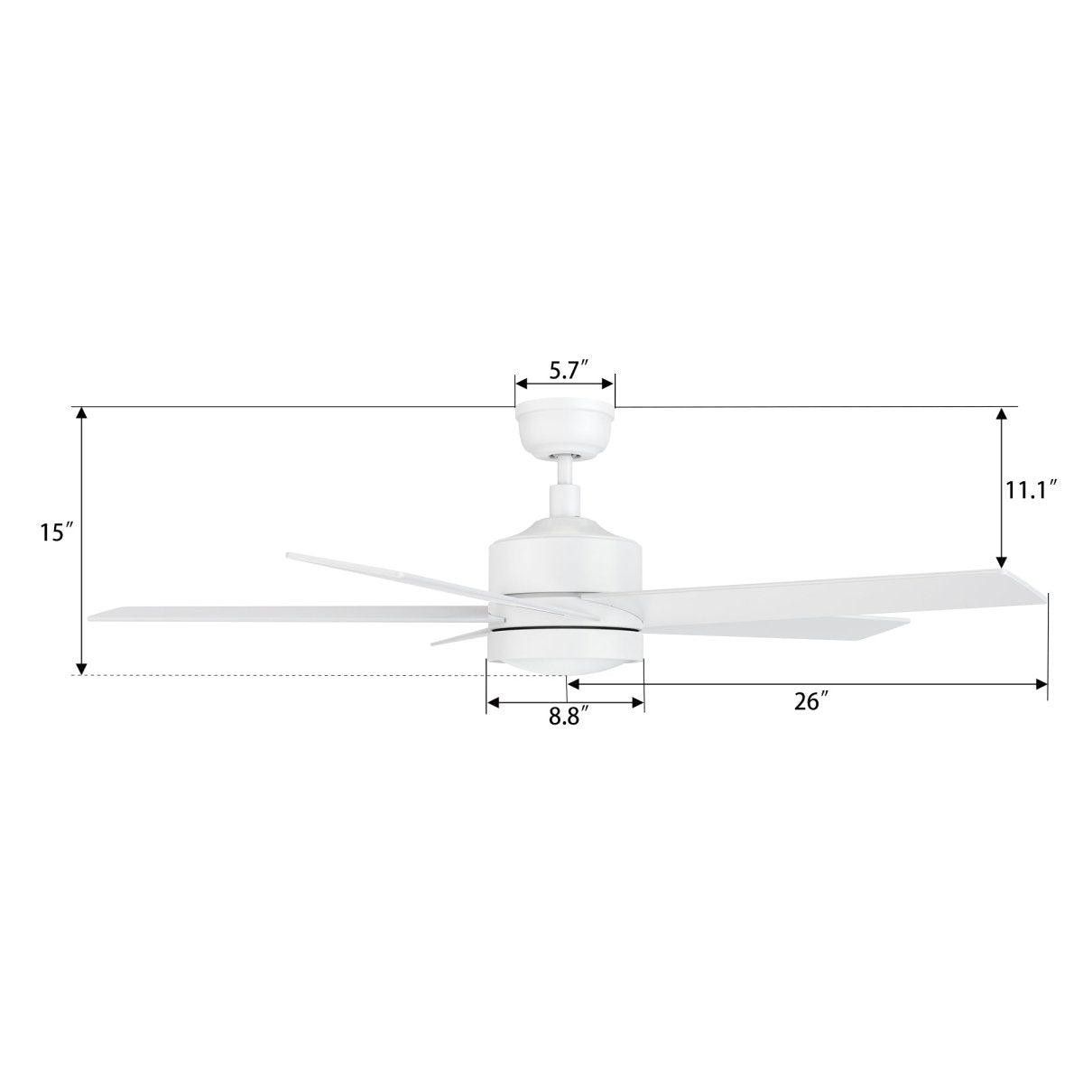SANTANA 52 inch 5 - Blade Ceiling Fan with LED Light & Wall Control - LEDMyPlace